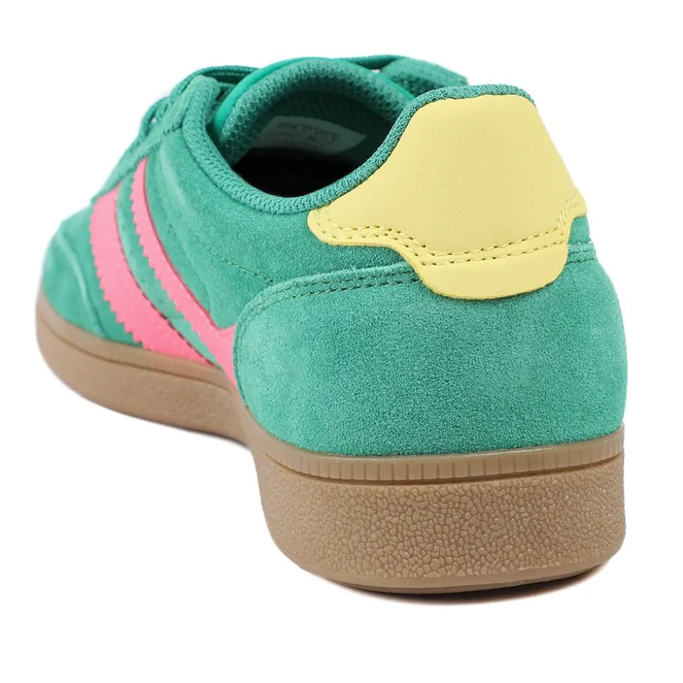 Bellissimo Leather Striped Lace Up Trainers - Green-Pink