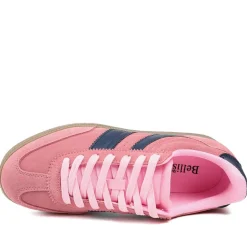 Bellissimo Leather Striped Lace Up Trainers - Pink
