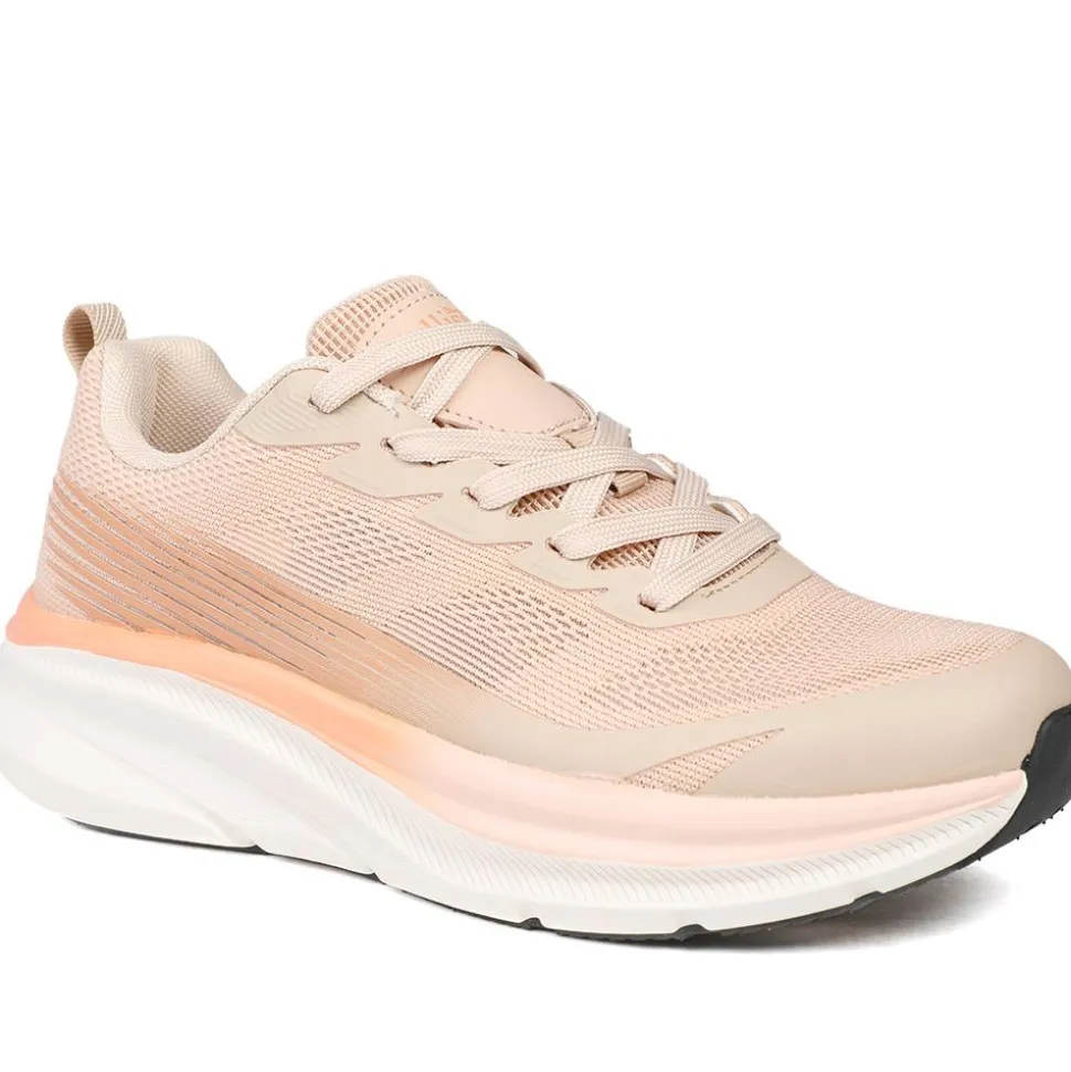 Bellissimo Memory Foam Lace Up Trainers - Beige