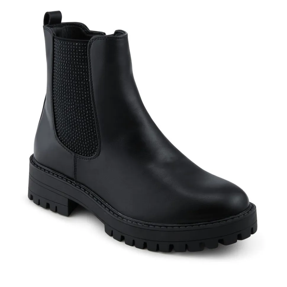 Bellissimo Slip On Chunky Ankle Boots - Black