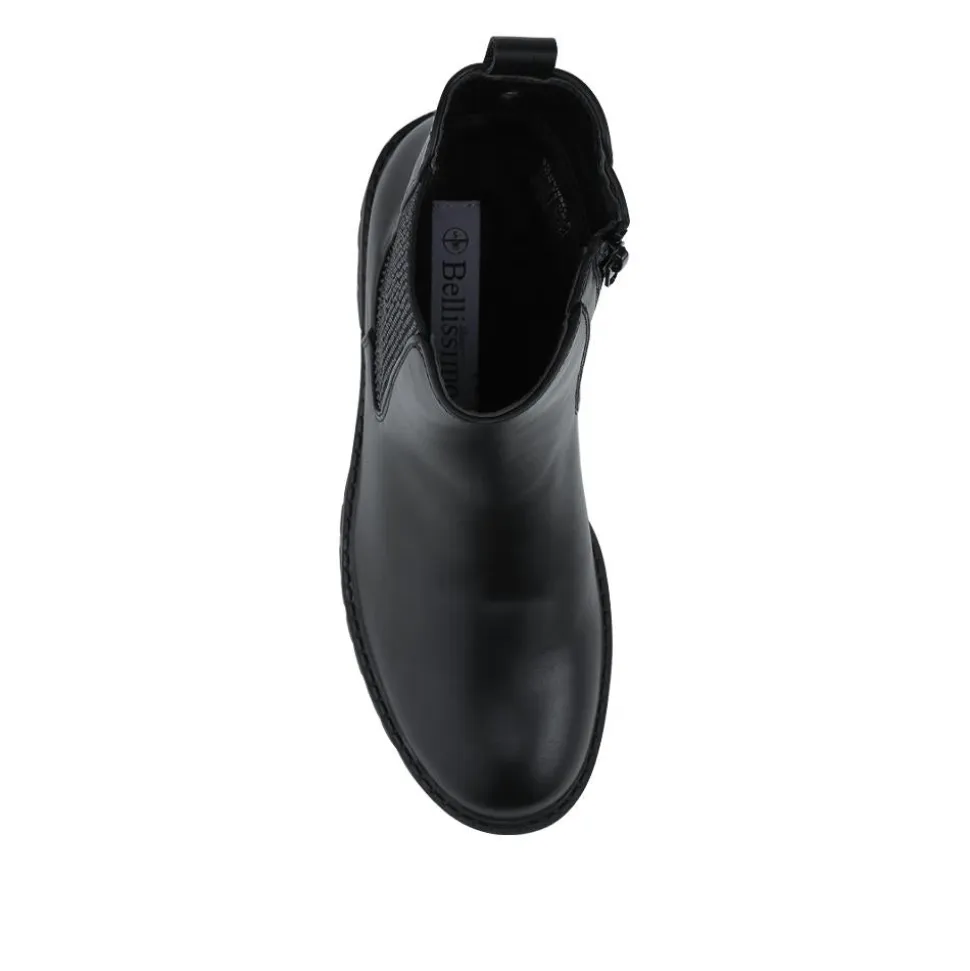 Bellissimo Slip On Chunky Ankle Boots - Black