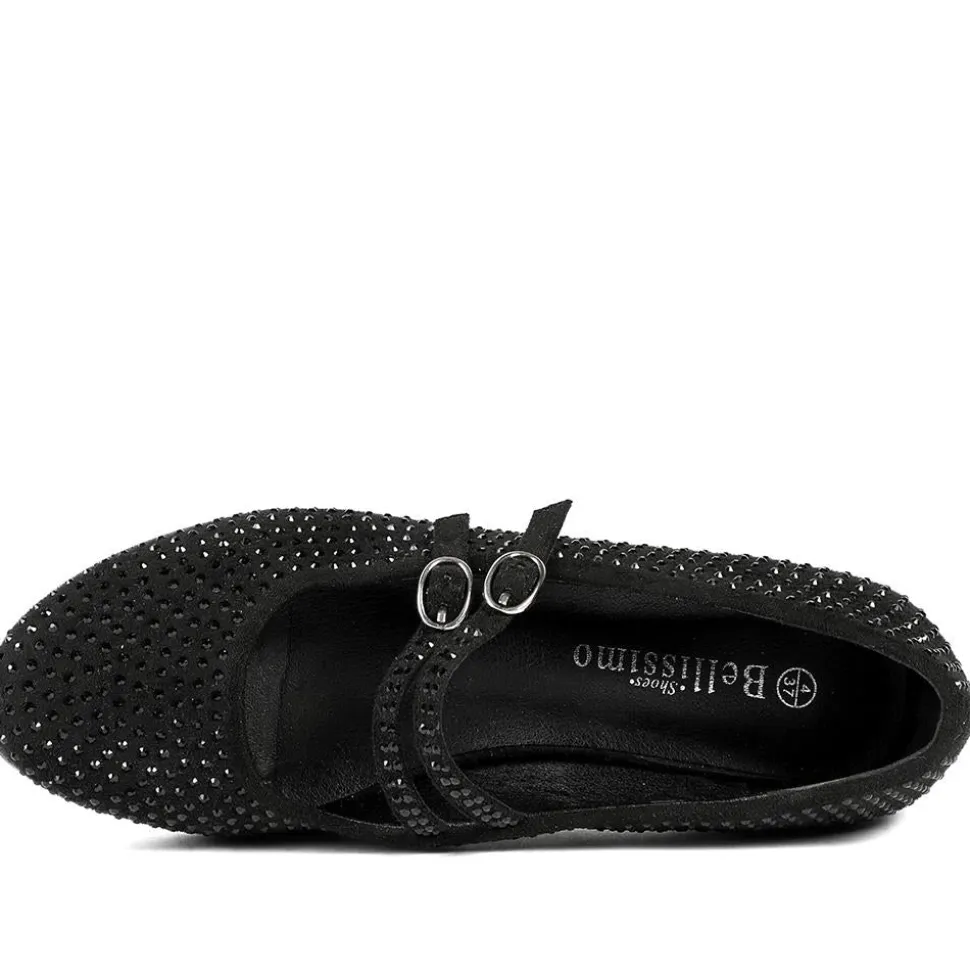Bellissimo Smart Diamente Mary Janes - Black