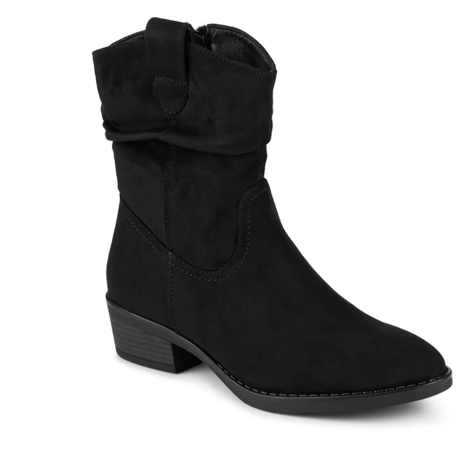 Bellissimo Western Boots - Black Faux Suede