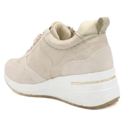 Bellissimo Wide Fit Zip & Lace Trainers - Gold