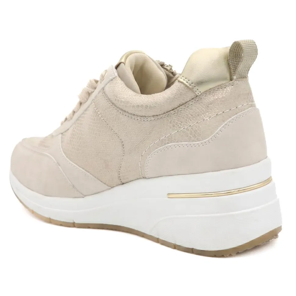 Bellissimo Wide Fit Zip & Lace Trainers - Gold