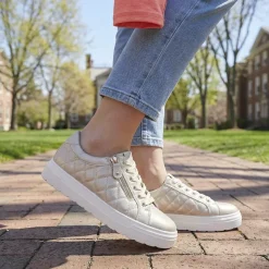 Bellissimo Wide Fit Zipped Trainers - Soft Gold
