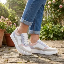 Bellissimo Zip & Lace Platform Trainers - Lilac