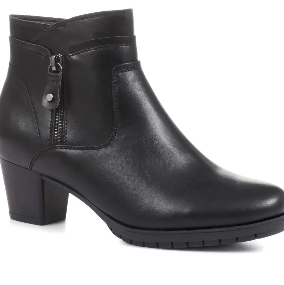 Block Heel Ankle Boots - Black