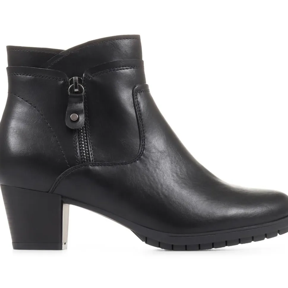 Block Heel Ankle Boots - Black