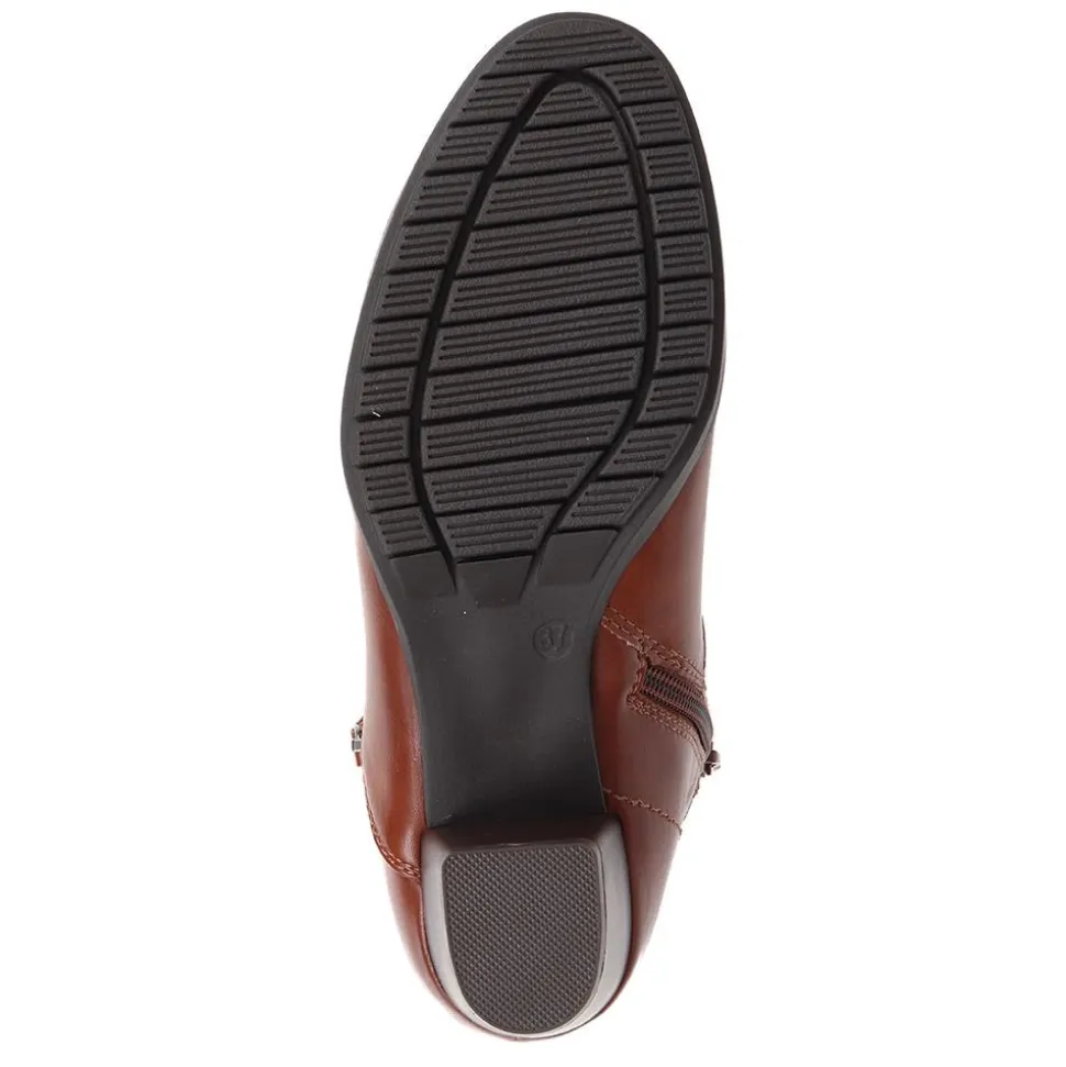 Block Heel Ankle Boots - Tan