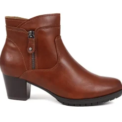 Block Heel Ankle Boots - Tan