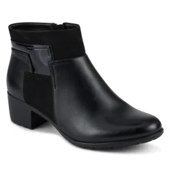 Block Heel Ankle Boots With Inside Zip - Black