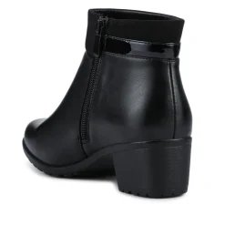 Block Heel Ankle Boots With Inside Zip - Black