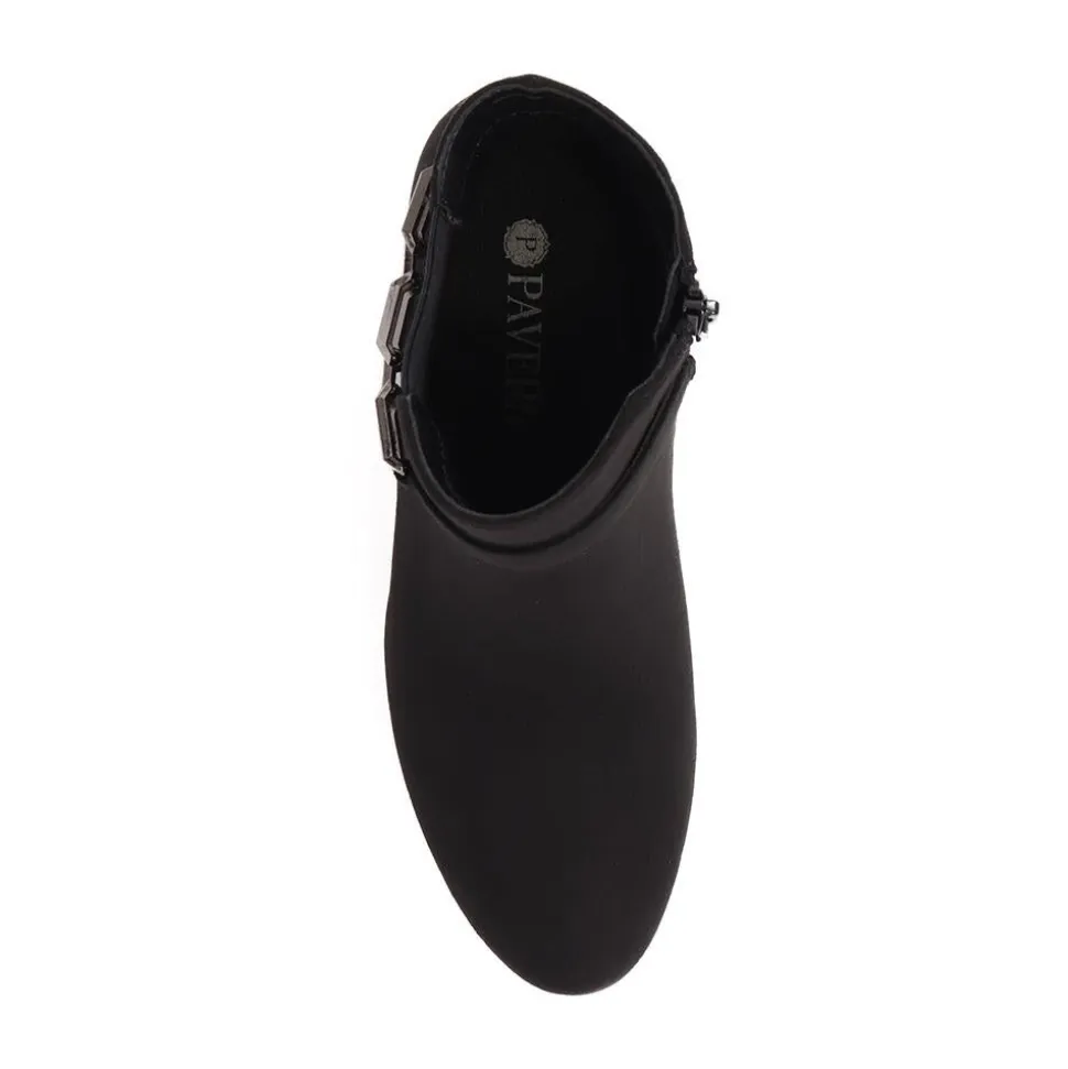 Block-Heeled Ankle Boots - Black