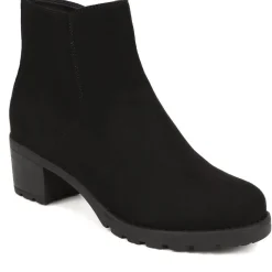 Block-Heeled Ankle Boots - Black