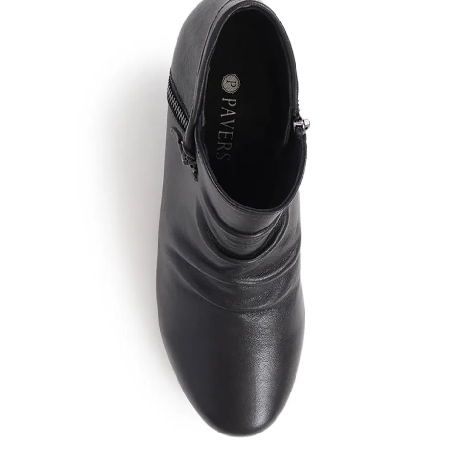 Block-Heeled Ankle Boots - Black
