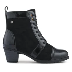Block-Heeled Ankle Boots - Black