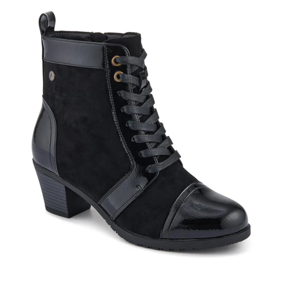Block-Heeled Ankle Boots - Black