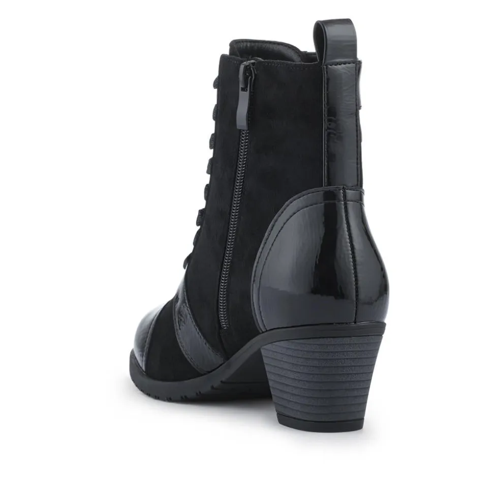 Block-Heeled Ankle Boots - Black