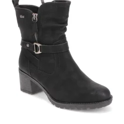 Block-Heeled Ankle Boots - Black