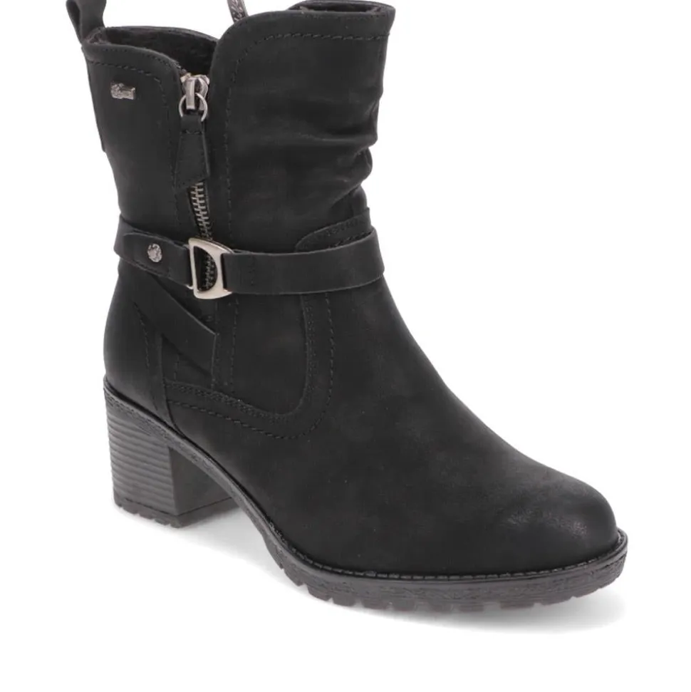 Block-Heeled Ankle Boots - Black