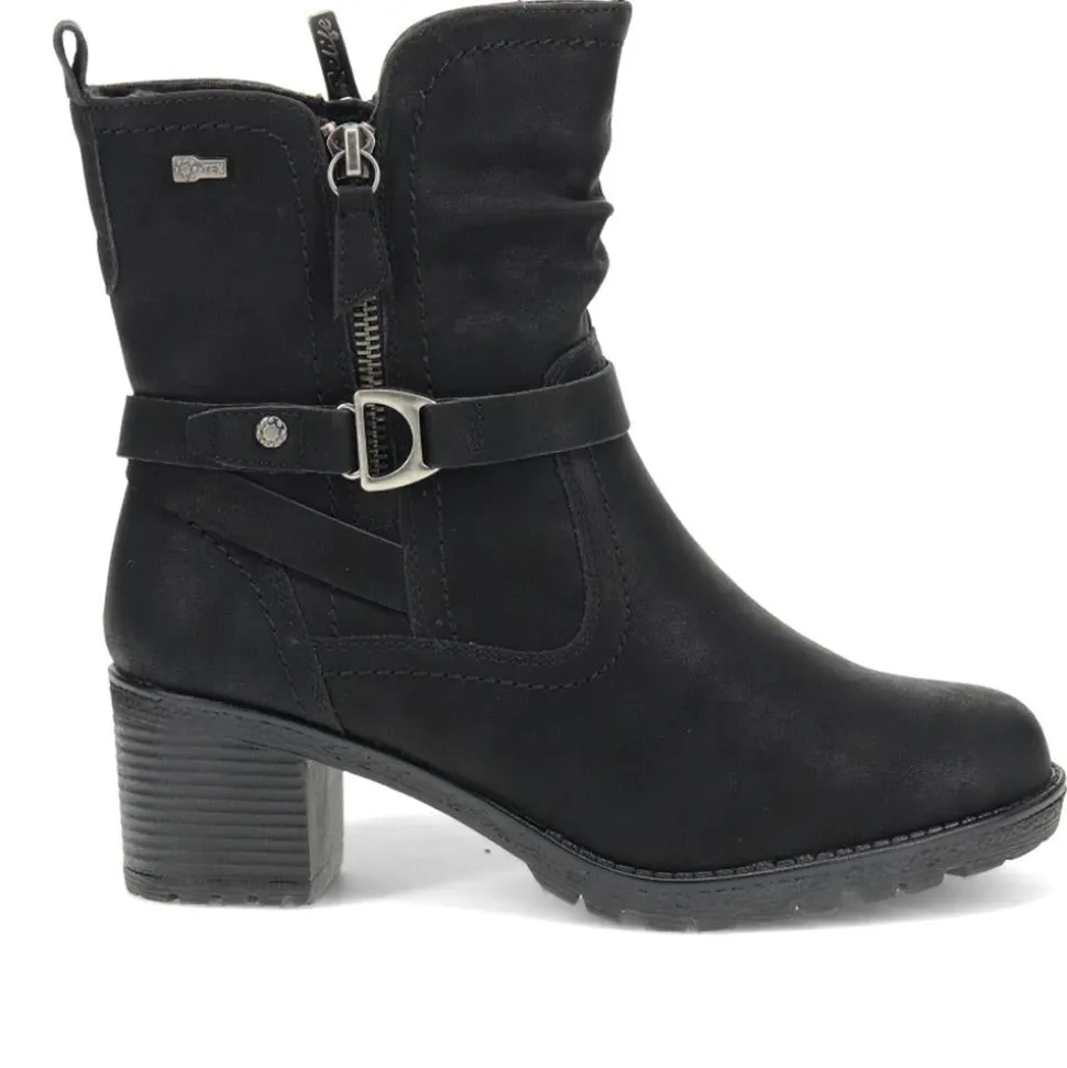 Block-Heeled Ankle Boots - Black