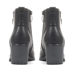 Block Heeled Ankle Boots - Black