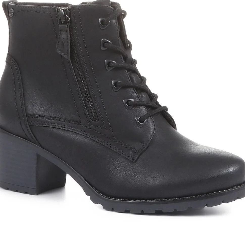 Block Heeled Ankle Boots - Black