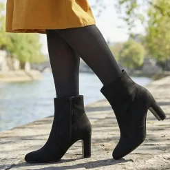 Block Heeled Ankle Boots - Black