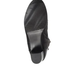 Block-Heeled Ankle Boots - Black-Black Patent