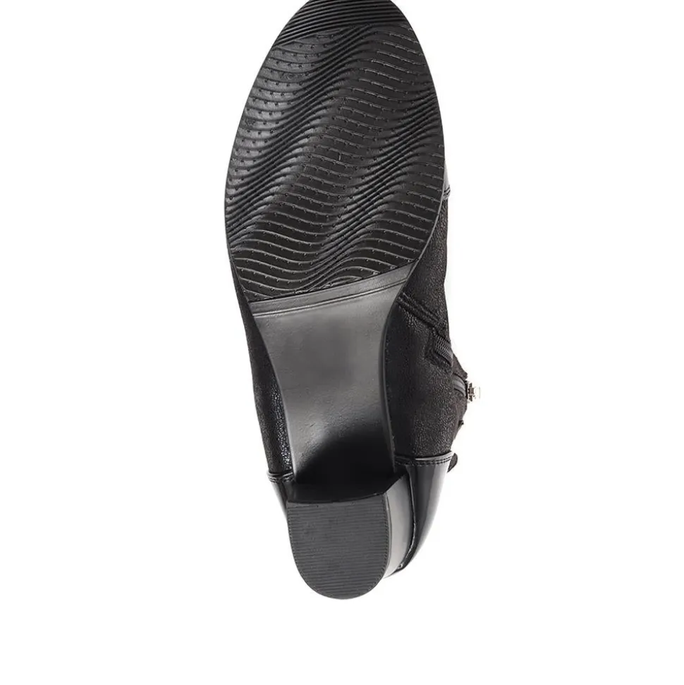 Block-Heeled Ankle Boots - Black-Black Patent