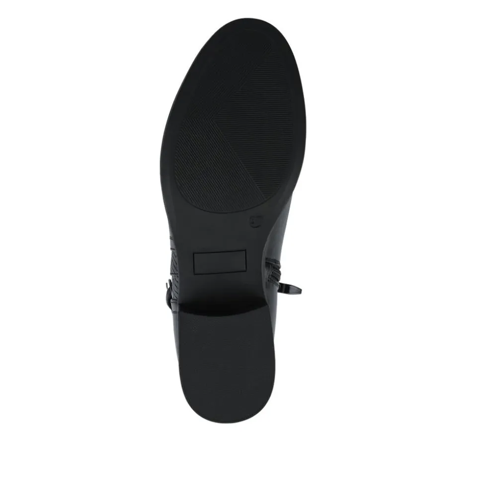 Block Heeled Ankle Boots With Inside Zip - Black