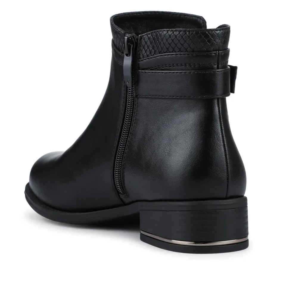 Block Heeled Ankle Boots With Inside Zip - Black