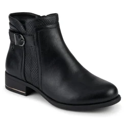 Block Heeled Ankle Boots With Inside Zip - Black