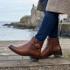 Block Heeled Ankle Boots With Inside Zip - Tan