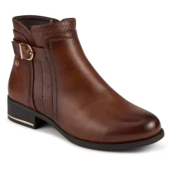 Block Heeled Ankle Boots With Inside Zip - Tan
