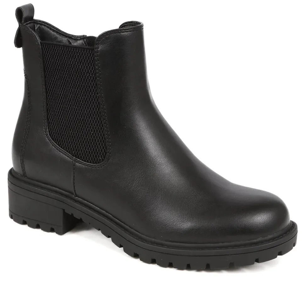 Block-Heeled Chelsea Boots - Black