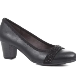 Block Heeled Court Shoes - Black