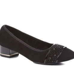 Block Heeled Court Shoes - Black