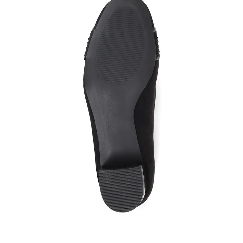 Block Heeled Court Shoes - Black