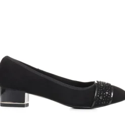Block Heeled Court Shoes - Black