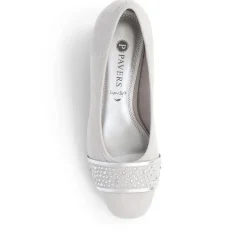 Block Heeled Court Shoes - Light Grey