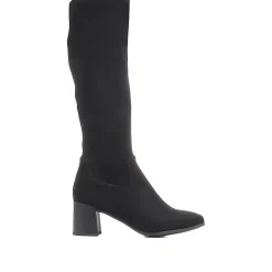 Block Heeled Knee High Boots - Black