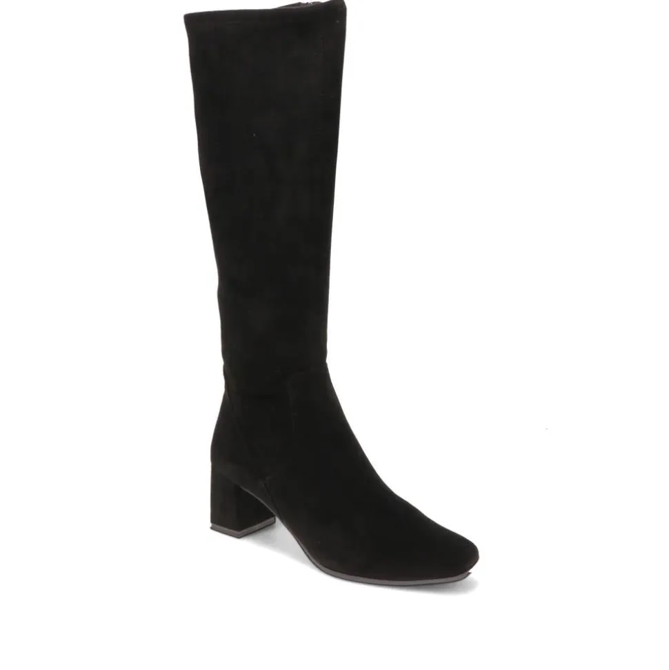 Block-Heeled Long Boots - Black