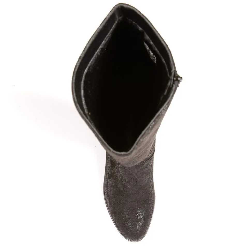 Block-Heeled Long Boots - Black
