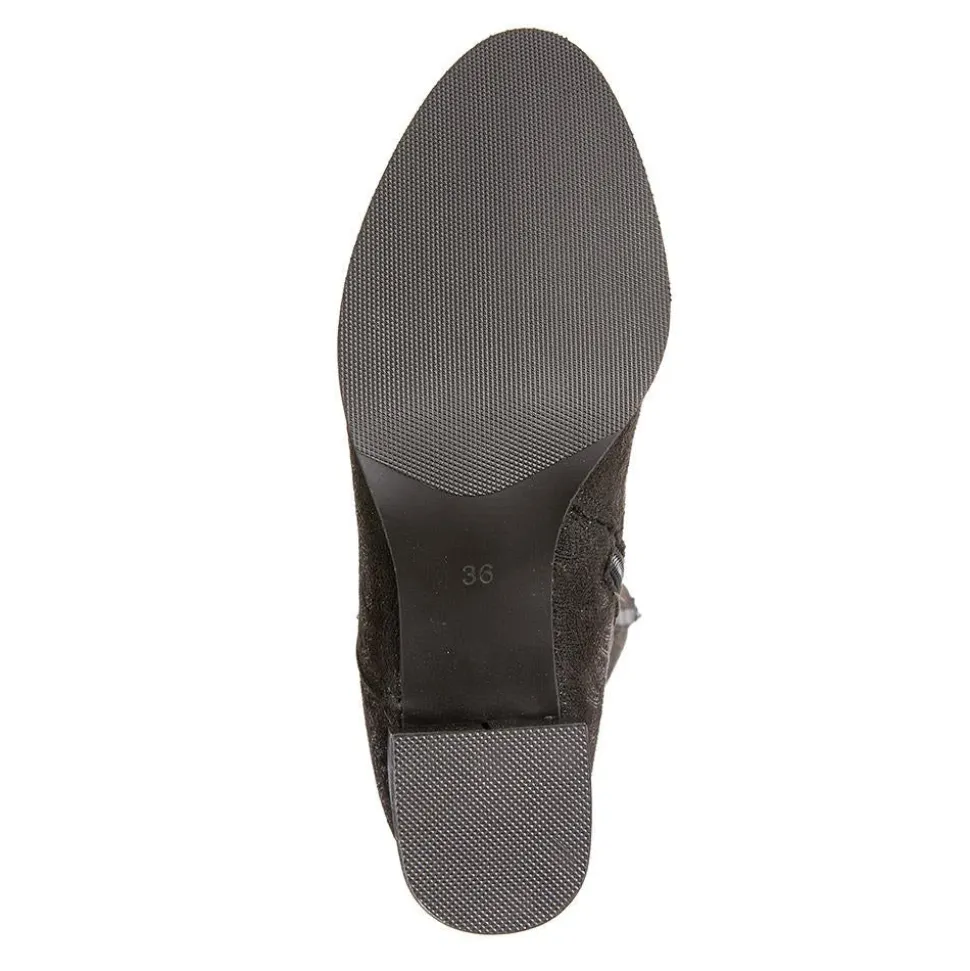 Block-Heeled Long Boots - Black