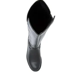 Block-Heeled Long Boots - Black