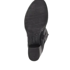 Block-Heeled Long Boots - Black
