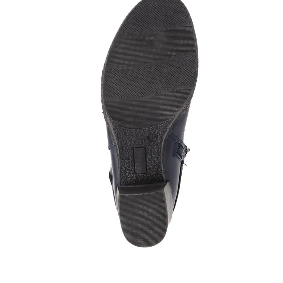 Block-Heeled Long Boots - Blue