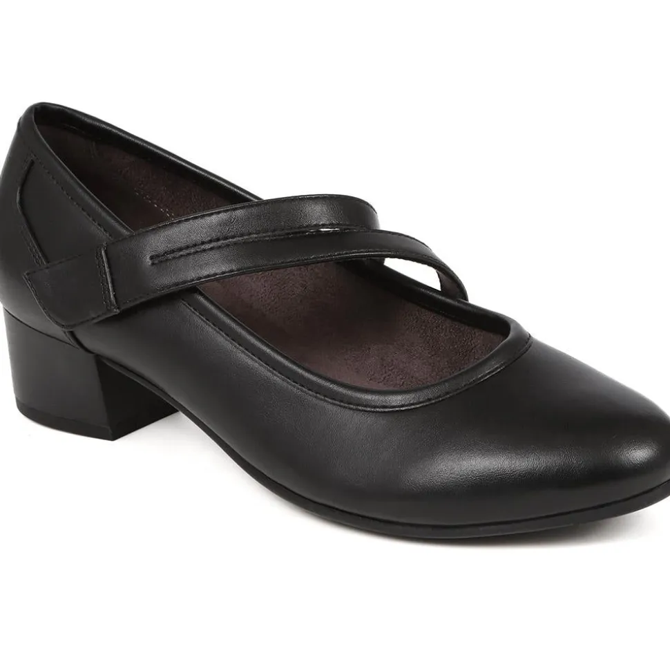 Block-Heeled Mary Janes - Black